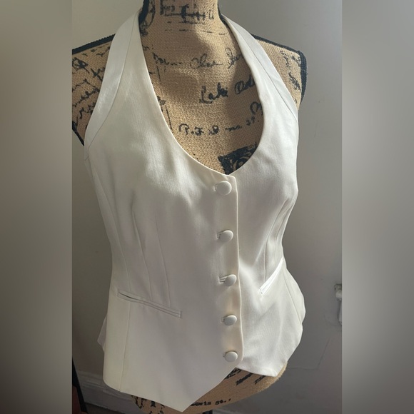 WHBM Ivory Halter Tuxedo Vest - Picture 2 of 7